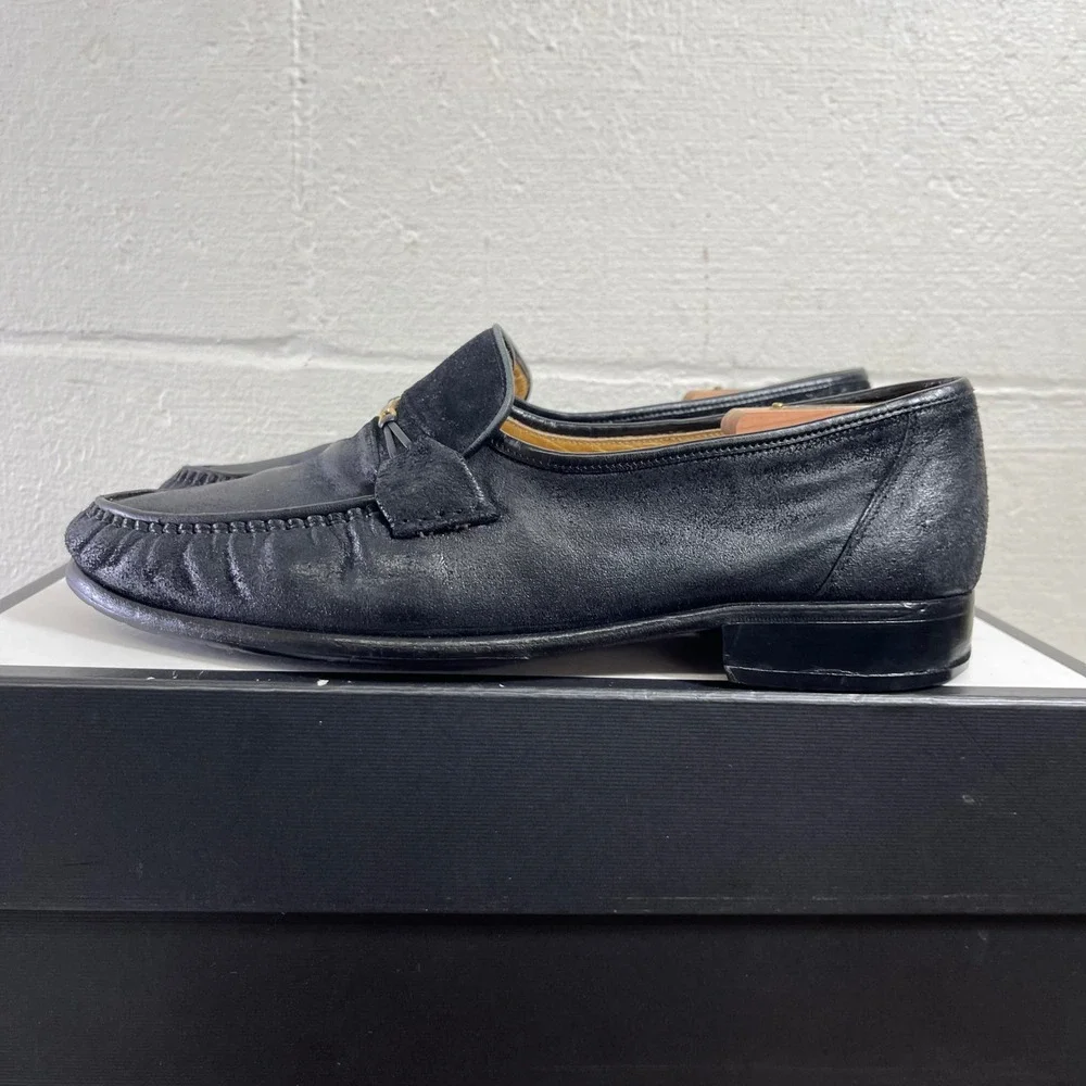 Bally Men's Black Suede Leather Bit Slip On Loafer Dress Shoes Size 9.5 EEE‎